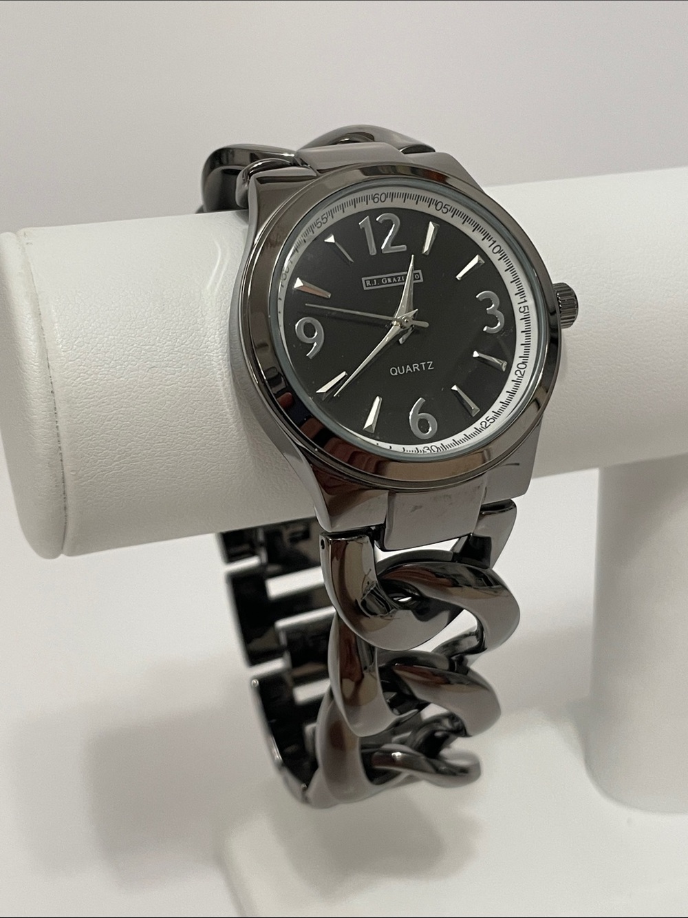 R.J. Graziano Gunmetal Chain-Link Gender Neutral Quartz Watch